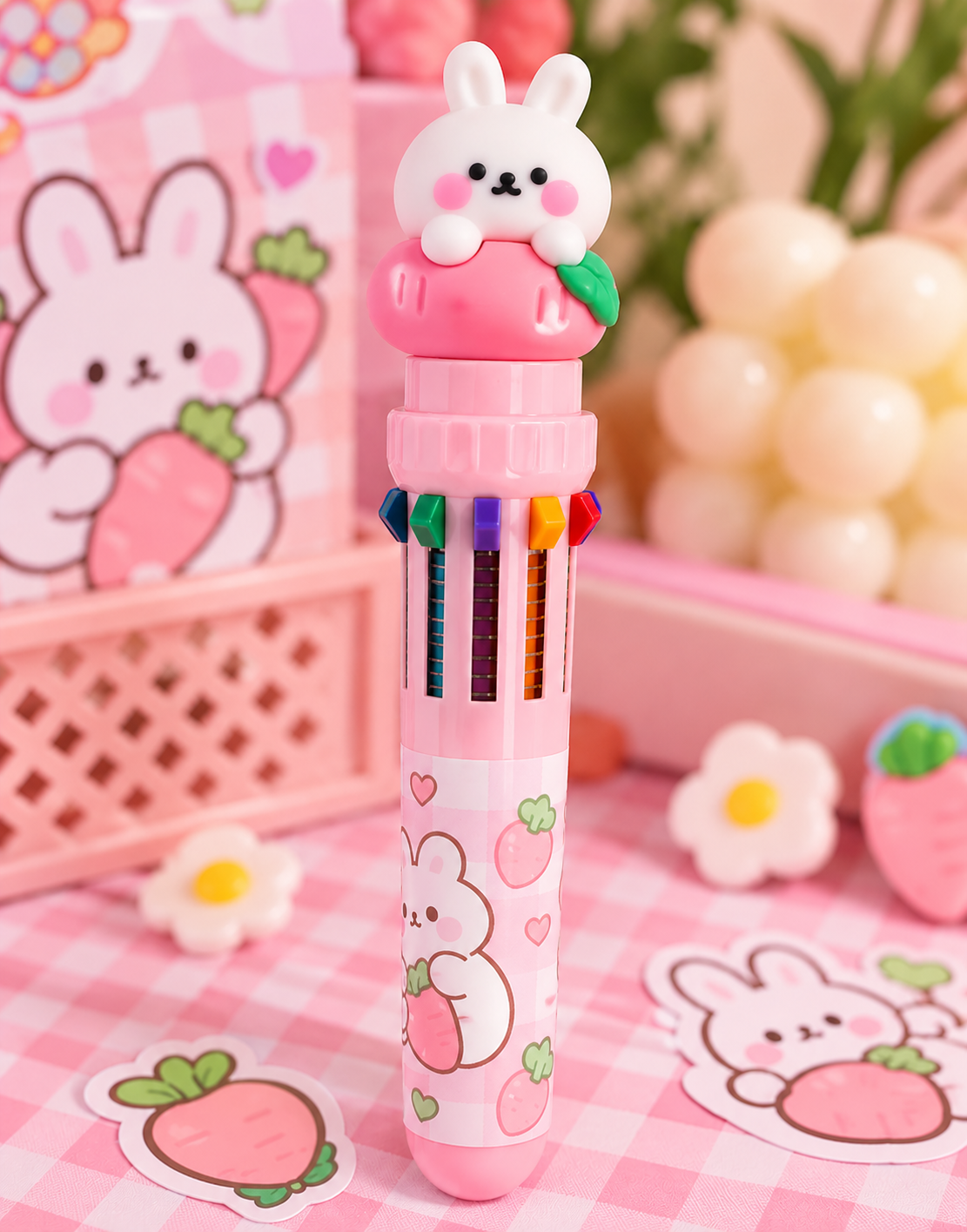 Rožinis kawaii tušinukas su zuikučiu