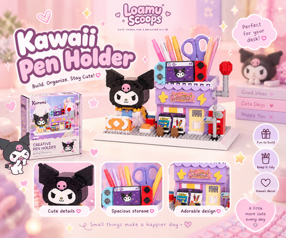 Kawaii Cartoon Penholder Kaladėlių Rinkinys