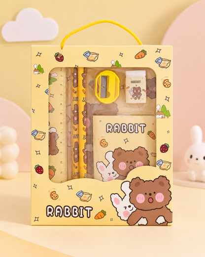 Kawaii raštinės reikmenų rinkinys dėžutėje su rankenėle