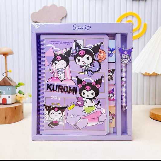 Sanrio Notebook Gift Set with Pen & Keychain - Hello Kitty, My Melody & Kuromi