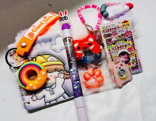 Kawaii Stationery & Accessories Bundle - Rainbow Donut Edition