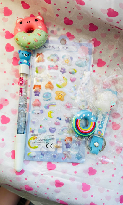 Kawaii Stationery Bundle - Mini Notebook & Accessories Set