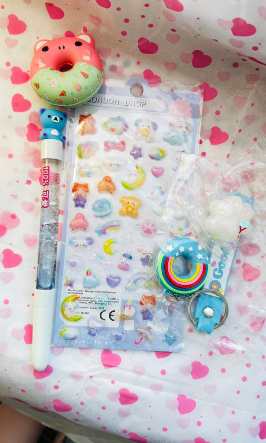 Kawaii Stationery Bundle - Mini Notebook & Accessories Set